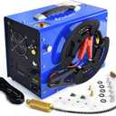 TOAUTO A3 PCP Air Compressor, Unique Vertical+Wire Spool Portable Design, Auto-Stop, Oil/Water-Free, 4500Psi/30Mpa, 8MM Quick-Connector for Paintball/PCP Air Rifle/Tank, 110V AC or 12V Car Battery