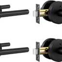 Goldenwarm Black Door Handle Interior, Zinc Alloy Heavy Duty Matte Black Interior Door Handles for Bedroom Bathroom, Modern Round Privacy Door Levers (4 Pack)