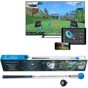 PHIGOLF Home Golf Game Simulator: Enjoy Interactive Golf with Motion Sensor & Swing Stick for Indoor & Outdoor Fun  38,000+ Courses Worldwide, Compatible with Android, iOS, App & E6 Connect
