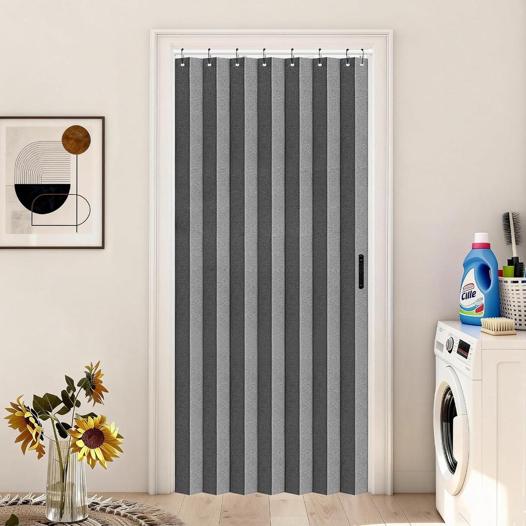 Vatge Closet Curtain for Open Closet, Pleated Folding Curtains for Doorway, Privacy Room Divider for Separation,1 Panel with Tieback, W39 x L78, Grey