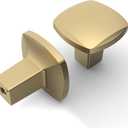 Asidrama 10 Pack Brushed Brass Kitchen Cabinet Knobs Square Dresser Knobs Drawer Knobs Cabinet Hardware Zinc Knobs for Dresser Drawers