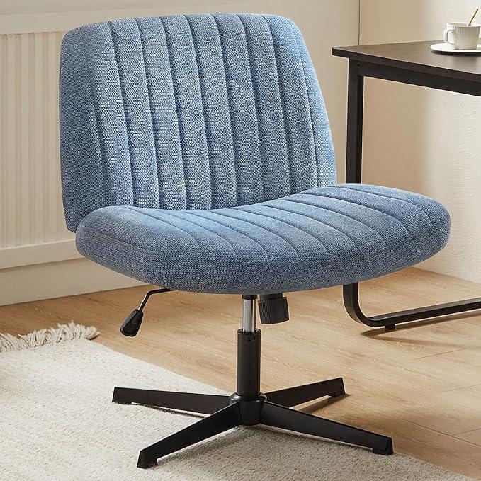 DUMOS Criss Cross Chair, Cross Legged Vanity Chair No Wheels, Home Office Comfy Fabric, Height Adjustable, Armless Wide Seat, Swivel, 
Product Dimensions	26.38"D x 25.98"W x 32.48"H
Size	Fabric