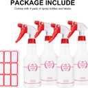 Uineko Plastic Spray Bottle (4 Pack, 16 Oz, All-Purpose) Heavy Duty Spraying Bottles Leak Proof Mist Empty Water Bottle for Cleaning Solution Planting Pet with Adjustable Nozzle and Measurements