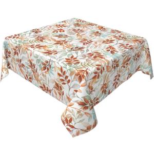 Fall Tablecloth Square 52x52 Inch Burnt Orange Colorful Leaves Autumn Harvest Themed Thanksgiving Day Decorative Table Cloth Seasonal Rustic Farmhouse for Indoor Party Kitchen Dinner Picnic Decor