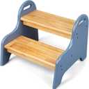 StrongTek Kids 2 Step Stool, Rubber Wood Step for Children, Safe & Sturdy, Ideal for Bathroom, Kitchen, Home Use, Durable, Non-Slip, Child Safety, Foot Stool, Toddler Step Stool, Easy to Clean