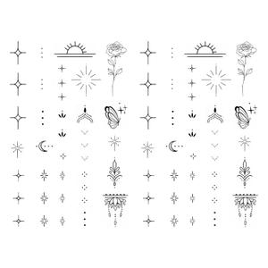 Hand Temporary Tattoo Stickers  Minimalist Small Designs for DIY Finger Tattoos, Long-Lasting, Waterproof & Realistic, 60+ Tiny Semi-Permanent Tattoos for Women, Set of 2