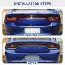 Tail Light Lamp Cover Guard Trim Bezel Frame Decor Exterior Accessories for 2015-2024 Dodge Charger, Smoked Black