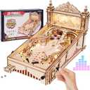 ROKR Miniature Pinball Machine-3D Wooden Puzzles for Adults-DIY Wood Model Kits for Adults-Toy Gifts for Ages 14 and Up