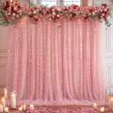 10x10ft Dusty Rose Tulle Backdrop Curtain with Lights String for Parites, Sheer Photo Backdrop Drapes for Wedding Baby Shower Bridal Shower Birthday Party Photo Shoot Background Decorations (10ft x 10ft(2 Panels 5*10ft))