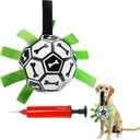 Dog Soccer Ball Indestructible for Tug of War Dog Yard Toys Herding Ball for Dogs Bone Pattern Interactive Toys for Dogs(Black) (Bone)