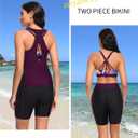 Tempt Me Women 3 Piece Tankini Swimsuits - Athletic Bathing Suits Swim Tank Top with Boy Shorts and Bra Modest Swimwear 2026 (Pink), XL