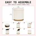 Round Storage Ottoman with Reversible Tray Top, 16.3" Boucle Ottoman Footrest Stool with Metal Base, Upholstered Vanity Stool with Storage for Living Room Bedroom, White, 14.8"D x 14.8"W x 16.3"H