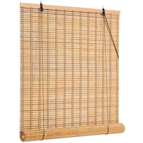 IMSGVIFO Bamboo Blinds,UV Protection Bamboo Roll Up Shades,Easy to Install Blinds for Interior Windows,Roman Curtains Shades for Indoor Windows Outdoor,Carbonized-48x72 Inch