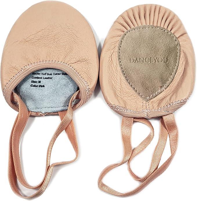 DANCEYOU Pirouette Lyrical Leather Half Sole Ballet Jazz Contemporary Practice Turning Dance Shoes Girls Women Boy Men S