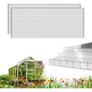 6PCS 4' x 2' x 0.24'' Polycarbonate Greenhouse Panels, Double Layer Polycarbonate Panels, Outdoor Waterproof, UV Protected, Impact Resistance Clear Sheets, for Garden and Greenhouse