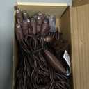 Warm White Mini Christmas String Lights, 17" 50 LED UL Listed 5mm Wide Angle LED Brown Wire Lights, Attachable String Lights for Patio, Holiday, Party, Home, Indoor & Outdoor Decor (Warm White)