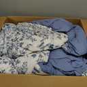 WONGS BEDDING Blue Floral Comforter Set King Size, 8 Pieces Flower Botanical Bed in a Bag Bedding Set, Soft Microfiber Comforter, Sheets, Pillowcases & Shams (90"x104")
