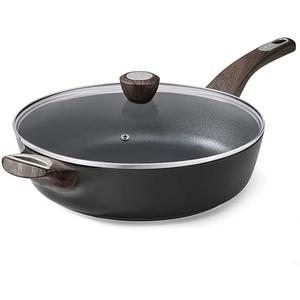SENSARTE Nonstick Frying Pan Skillet with Lid, 10.5 Inch Deep Frying Pan, 3.8 Qt Non Stick Saute Pan with Cover, Induction Pan, Healthy Non Toxic Cooking Pan with Helper Handle, PFOA PFOS Free