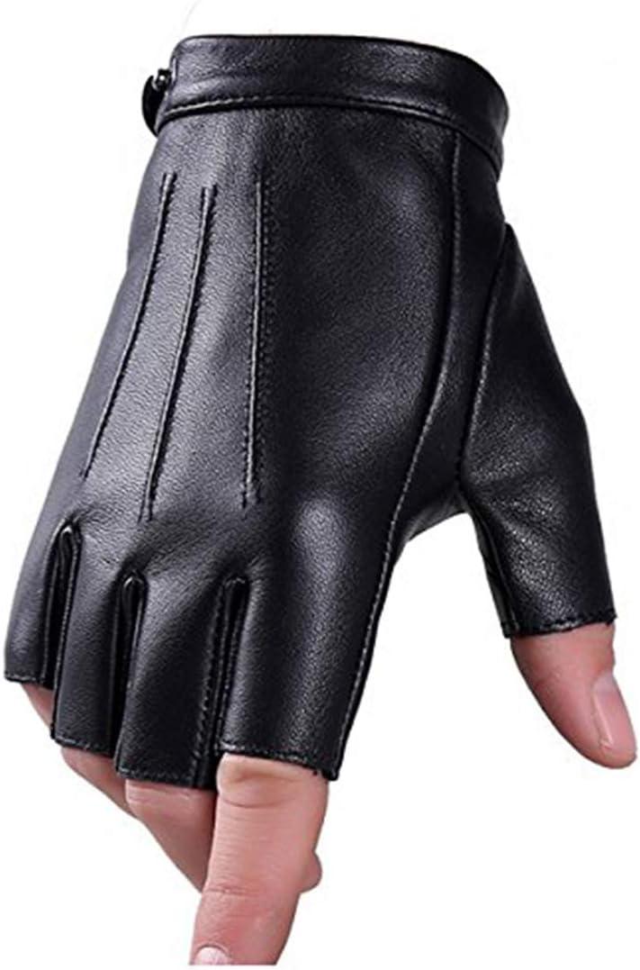 Fingerless Driving Gloves PU Faux Leather Outdoor Sport Half Finger Glove for Men Women Teens (S)