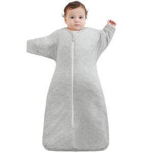 PuppyPaws Baby Sleep Sack 1.5 TOG, Transitional Swaddle with Arms Up Length Sleeves and Mitten Cuffs, Sleep Sack 0-3 Months, Wearable Blanket Baby, 95% Rayon derived from Bamboo, 5% Spandex (Grey)