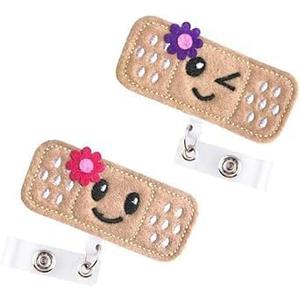 2Pcs Brown Nurse Badge Holder Reel,26 inch Retractable Cord,Cute Bandaid Badge Clip,ID Badge Holder with Alligator Clip,Badge Holders for Office and School Identification Badges and Supplie