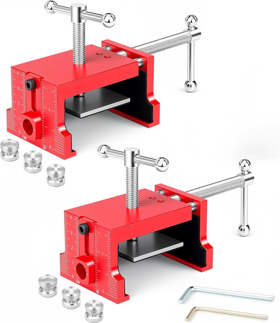 2Pack Cabinet Clamps for Installing Cabinets, Face Frame Clamps & Claw for Cabinet, Essential Cabinet Tools with 3 Sizes Hole Drilling Guide for Precise Alignment & Installation