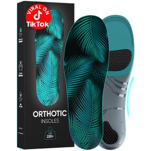 CRUVHEAL 220+ lbs Plantar Fasciitis High Arch Support Insoles Men Women - Orthotic Shoe Inserts - Boot Work Shoe Insole (Emerald, S) (S(Men 6.5-8.5/Women 7.5-9.5))