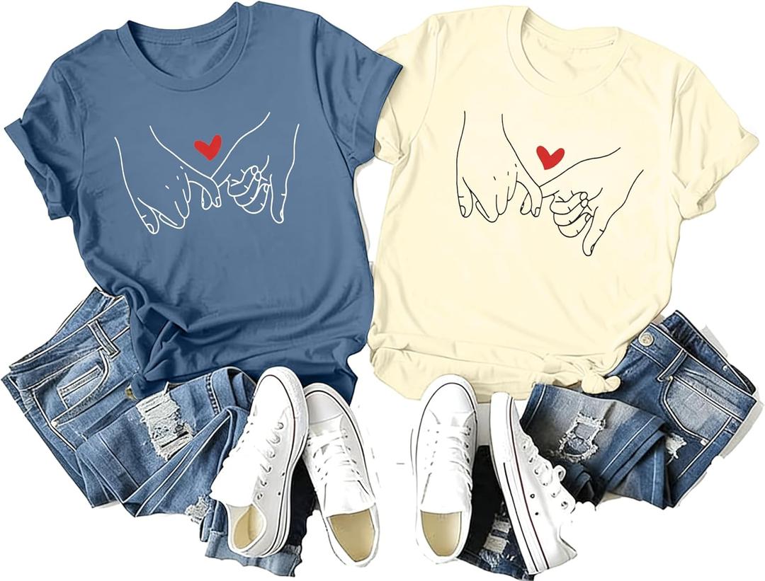 Couple Matching Shirt His Queen Her King Print T-Shirts Honeymoon Graphic Tees Short Sleeve Valentine's Day Gift Tops (XXL), XX-Large, Apricot(women)