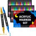 Premium Acrylic Marker-36 Colors Dual Tip Acrylic Paint Pens Markers, for Wood, Glass, Rock, Canvas, Ceramic, DIY Crafts Making Art Supplies
