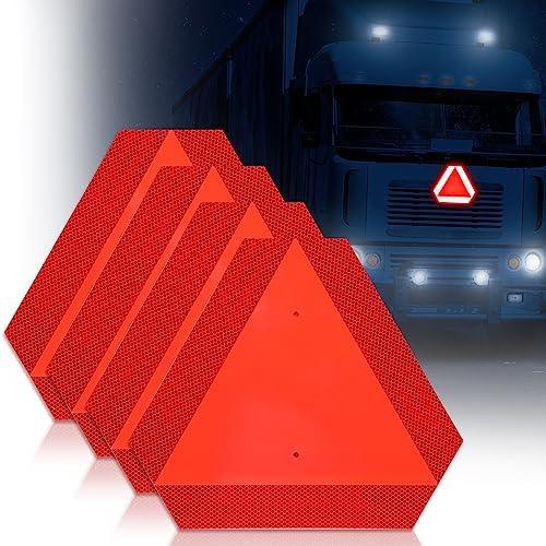 Shimeyao 4 Pcs Slow Moving Vehicle Sign Reflective Safety Triangle Sign Thick Aluminum Engineering Grade Safety Signs 0.7 mm 13.2 x 15 Inches up to 7 Years of Outdoor Use for Golf Cart