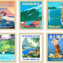 97 Decor Hawaii Room Decor - Vintage Hawaiian Art Wall Decor, Surf Poster, Surfing Pictures Wall Art, Retro Hawaii Posters, Summer Tropical Beach Hawaiian Island Print for Bedroom (7x10 UNFRAMED)