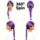 Purple Braid Wig for Kids Girls Light Purple Wig Long Braids Wigs Hair Cosplay Costume Party Wigs 12 Years Old or Up (Purple)