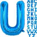 TONIFUL 40 Inch Large Blue Letter U Balloon - Giant Alphabet Foil Mylar for Birthday Party, Anniversary, New Year, Graduation Supplies Decorations
