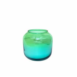 HD 6oz Iridescent Short Rounded Glass Candle Green