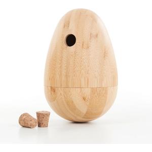 LOOBANI Bamboo Treat Dispenser Wobble Toys Enrichment Puzzle Food Dispenser Ball Toy IQ Training for Small Medium Dog