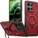 for Moto G 5G 2025 Case with Magnetic Stand 360Rotatable Ring Invisible Kickstand Double Shockproof Protection Women Men Case for Motorola Moto G 5G 2025 Red TH