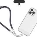 2 x Phone Wrist Strap - Universal Multi-functional Polyester Woven Wristband For Mobile Phones, with Two Tether Tabs and One Leather Buckles (Dark grey)