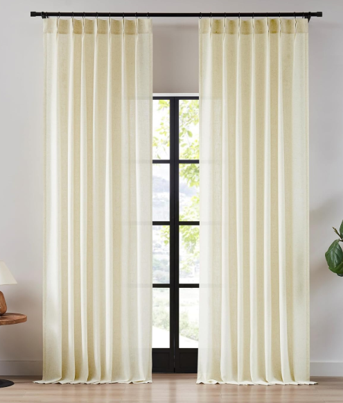 Pleated Drapes Linen  Gardens 40W×85L Beige