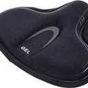 YBEKI Wide Gel Bike Seat Cover for Peloton/Spin Bikes - 2cm Cooling Gel & Memory Foam Cushion | Non-Slip Base & Airflow Vents | Fits 8.5-10" Wide Saddles (YOSUDA/Echelon/Schwinn Compatible) (black)