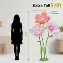 5.9Ft Giant Paper Poppy Flowers for Decor - Lifesize Artificial Poppies with Stand for Wedding, Party, Mother's Day, Realistic Large Floral Backdrop for Photography, Window Event Display (Pink Orange)