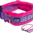 Service Dog Collar, Leash & Wrap Set Pink Sparkly Minky Adjustable for Medium & Large Dogs Durable Statement Design for Dogs that Stand Out (S: 15-17")