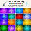 Crystal Table Lamp Touch, 16 Color Changing Night Light, Rechargeable, Dimmable, RGB Rose Diamond Ambient Mood Lighting, Protable Cordless Desk Lamp Bedside Led Light for Bedroom Living Room Party