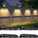11.81inch Solar Fence Lights Outdoor Waterproof, 3-Mode (3000K/4000K/6000K),4 LED with Upgraded High-Efficiency Solar Panel & Wide Beam for Backyard/Patio/Deck/Step/Home Improvement(4 Pack)
