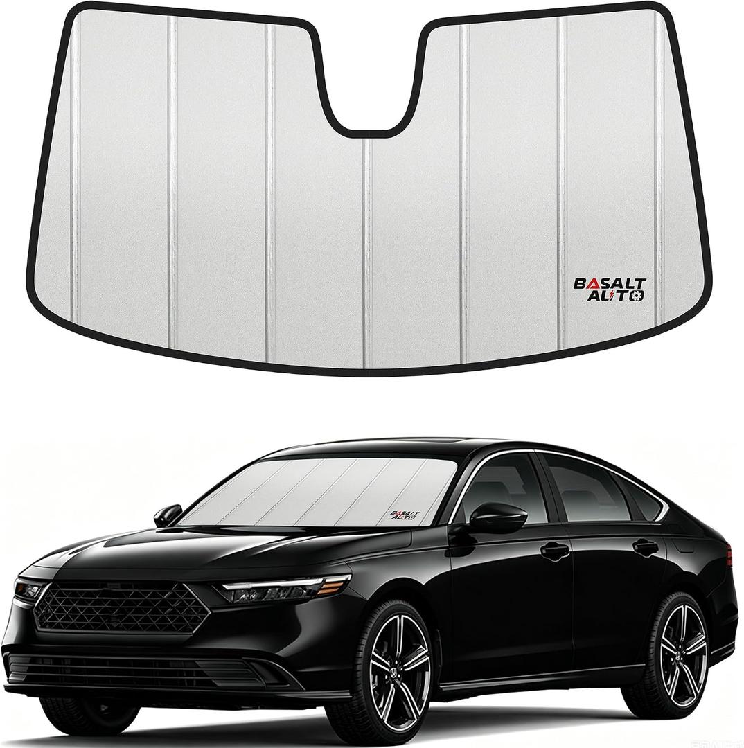 2023-2026 Accord Windshield Sun Shade Compatible for 2023-2026 Honda Accord Upgraded 6 Layers Accordion-Folding Front Sun Visor with Storage Bag Keep Interior Cool