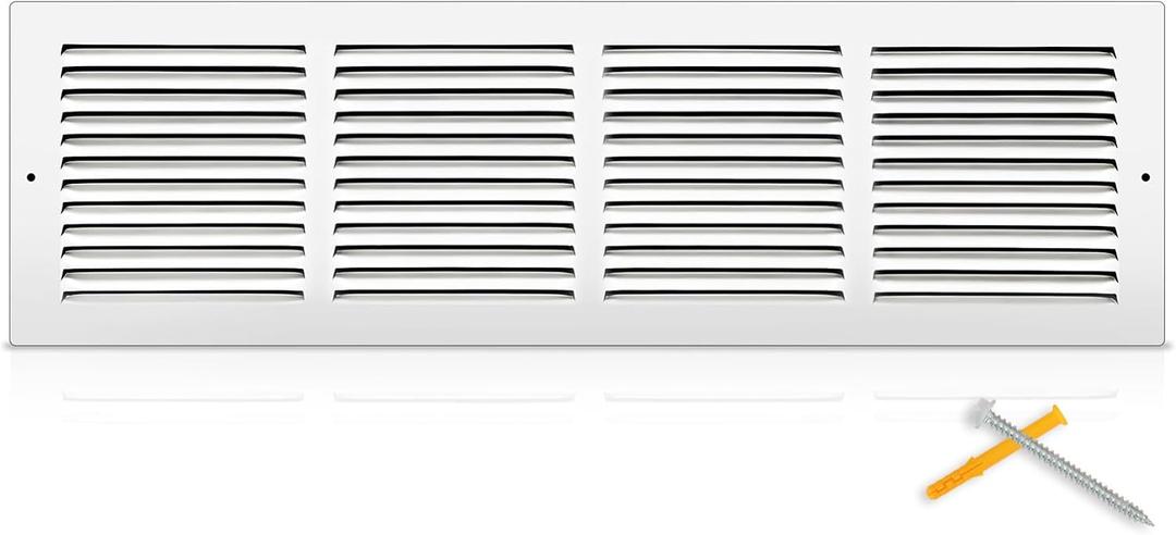 Fancat 24x6 Duct Opening | Steel Return Air Grille | Vent Cover Grill for Sidewall and Ceiling | HVAC Cold Air Intake Grille | White | Outer Dimensions: 25.75"W X 7.75"