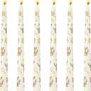 6 Pack Printed Taper Candles, 10 Inch Ivory Candlesticks with Cute Cartoon Animals Pattern, Unscented Tapered Candles, Dripless and Smokeless Decorative Candles for Elegant Dining