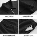 Csqopt Men's Polo Shirt and Shorts Set Summer Outfits Fashion Casual Short Sleeve Polo Suit for Men 2 Piece Shorts Tracksuit Black XL