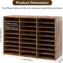 Alpeir Wood Desk Paper Organizer, Hold 13500 Sheets A4 Papers, 27 Slots Adjustable Literature Organizer with Removable Shelves, Classroom Mailbox for Teacher Student Assignment, Rustic Brown
