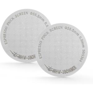 MHW-3BOMBER 58.5mm Espresso Puck Screen 2 Packs Metal Coffee Filter Reusable Espresso Filters for 58mm Portafilter Basket 0.8mm Thickness FG7010-OS (Silver)