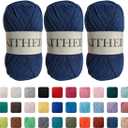Cotton Yarn10.58oz/300g546yard/500m3 Pack Soft Yarn for Crocheting and Knitting (30 Navy Blue)